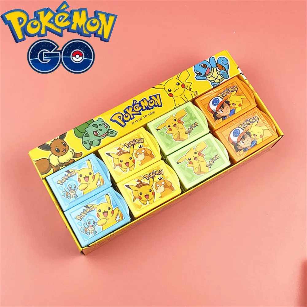 Random 1pcs/Pokemon Eraser Magic Box Creative Cartoon Pikachu Anime Figure Drawer Eraser Kids Toys Student Learning Award Gifts