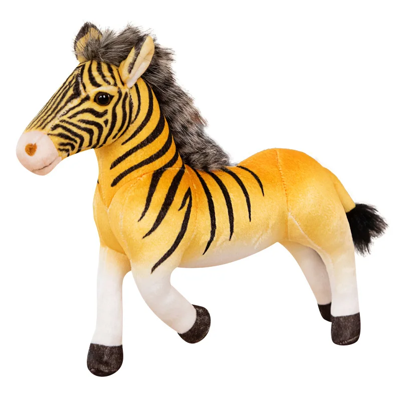 30/40cm New Yellow Zebra Plush Toy Stuffed Cute Realistic Plush Horse Pillow Doll Cushion Home Decor Plushies Gift