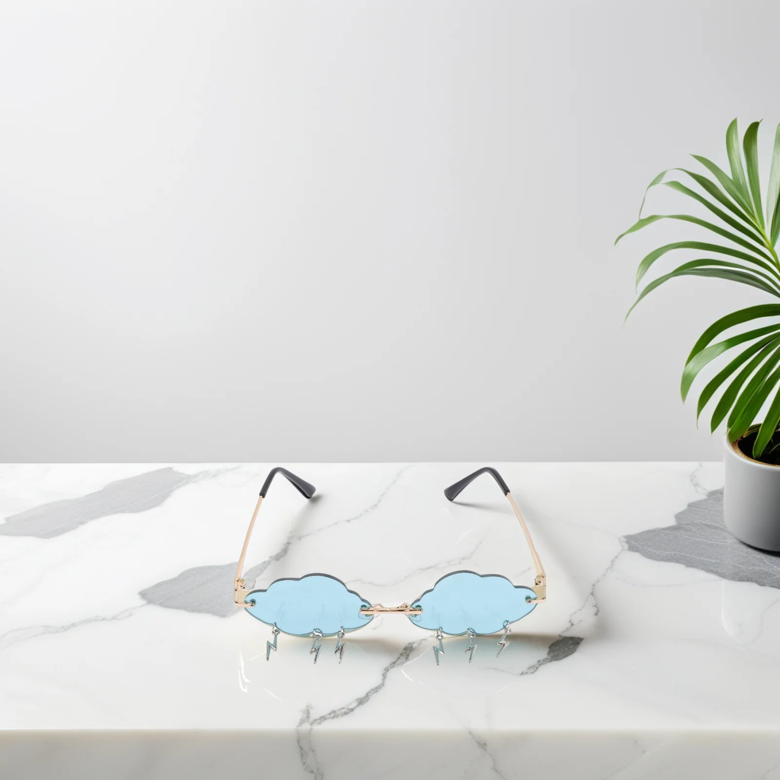 

Cloud Shaped Sunglasses PC Material Unique Design Frameless Props for Party Vacation Festival Street Photo Accessories Irregular