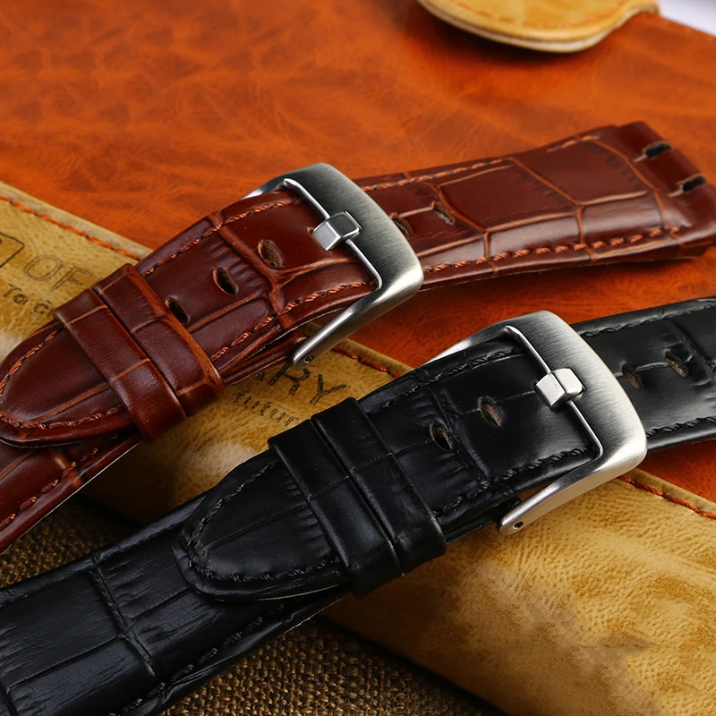 23MM Genuine Calf Leather Watchband For Swatch IRONY YOS440 449 448 447 401G Men Watch Strap Steel Clasp Bracelet With Tools