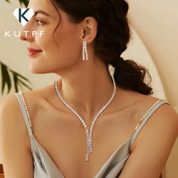 Long Tassel Full Moissanite Diamond Necklace With Certificate S925 Sterling Silver Plated 18k Gold Tennis Necklace For Women