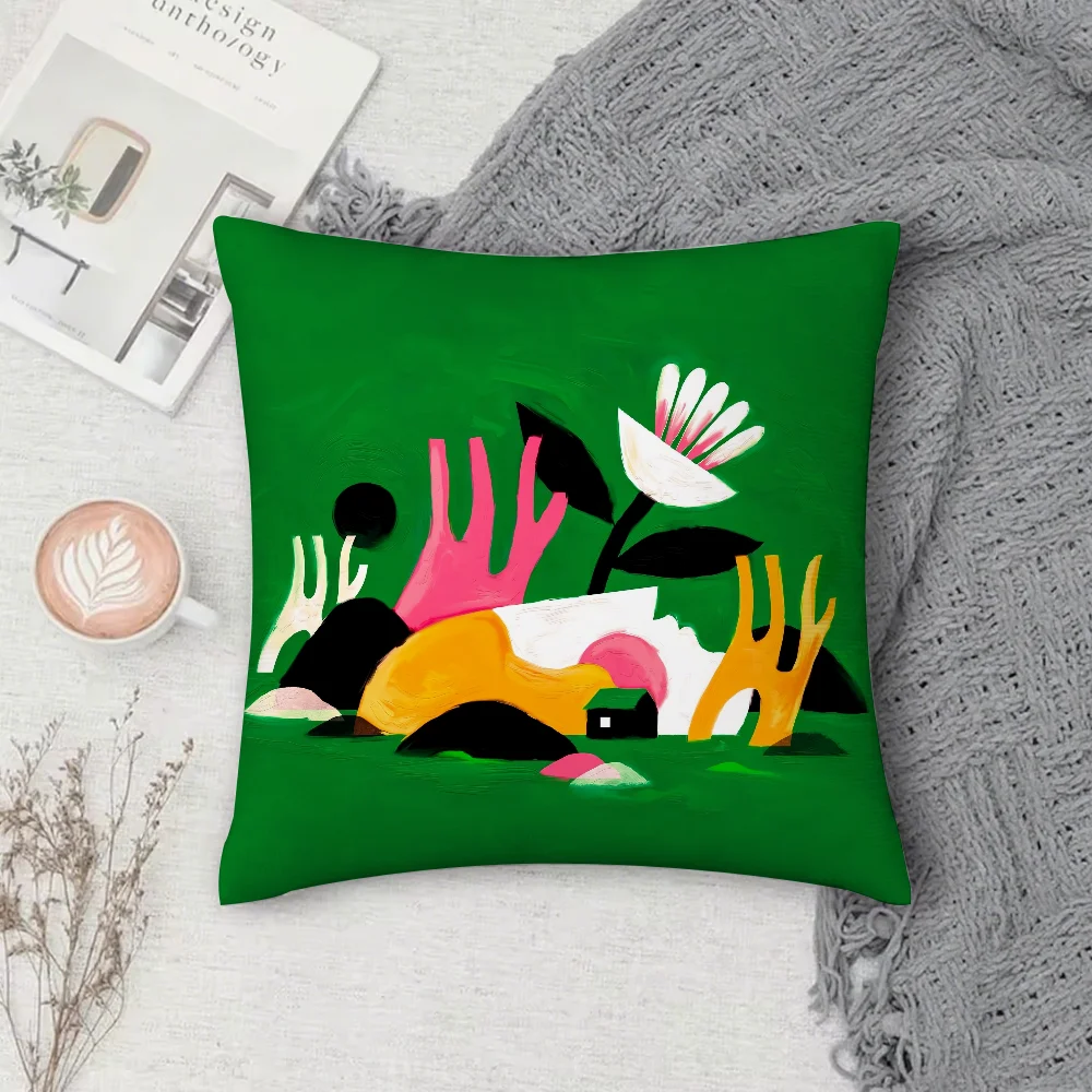 

Brazilian abstract Willian Santiago art Pillow Case Square Double-Sided Printing Short Plush Sofa Cushion Cover Bedside Pillow