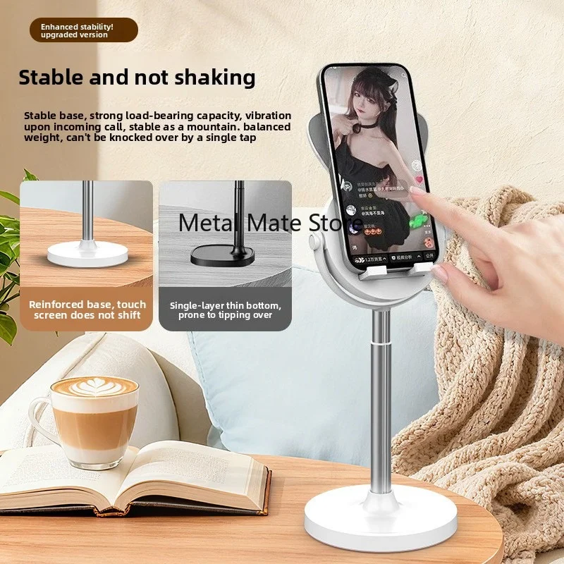 Mirror stand, desktop phone holder, makeup mirror 2-in-1, adjustable height, desktop selfie, live streaming, drama following