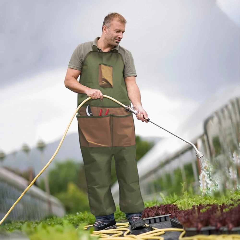 Adjustable Garden Apron, Gardening Aprons Work Apron with Multiple Pockets, Oxford Cloth Tool Apron for Home Garden Men & Women