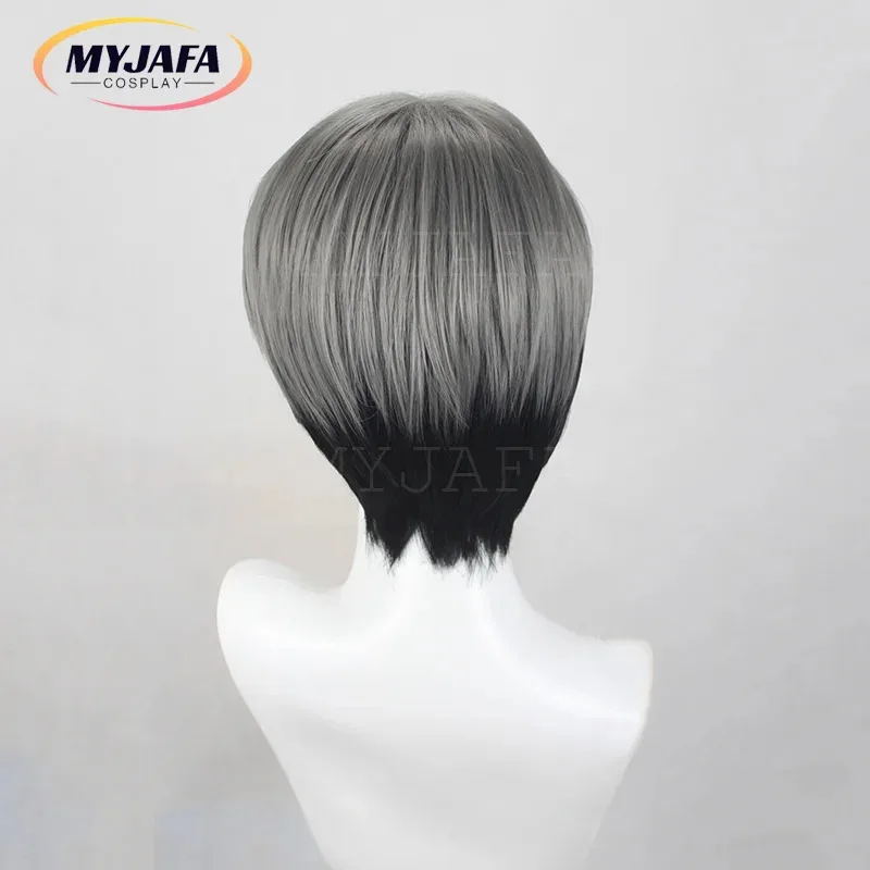 

DY20Kishibe Cosplay Wig High Quality Grey Black Heat Resistant Synthetic Hair Anime Cosplay Wigs + Wig Cap25