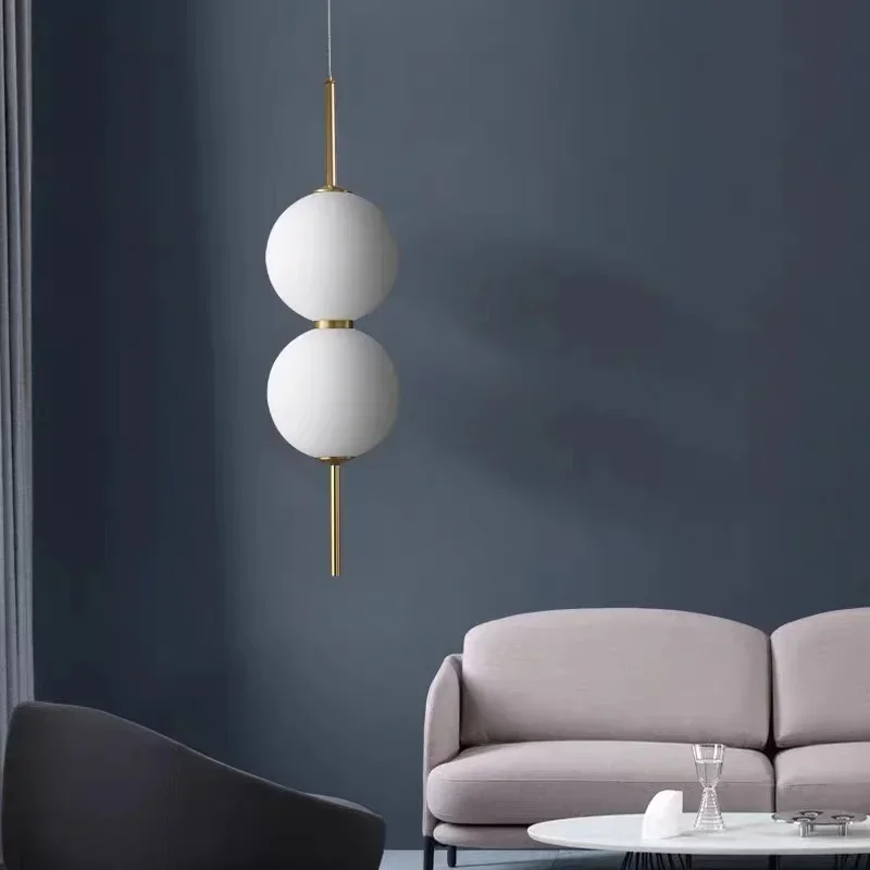 

Glass Ball Pendant Light for Bedroom Bedside Hanging Lamp Ceiling Chandeliers Modern Lighting Decoration Entrance Luminaire Led