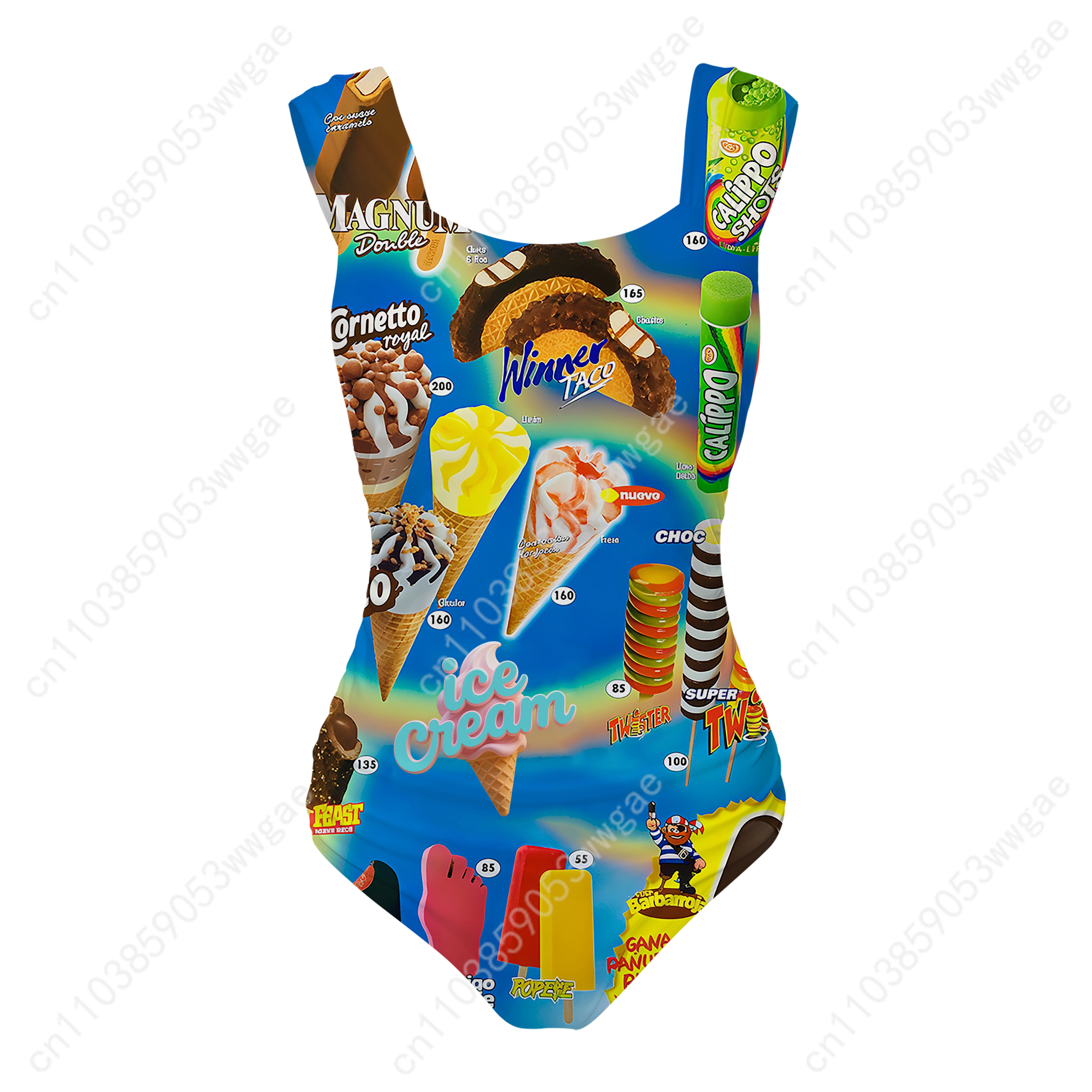 Ice Cream One Piece Swimsuit Wide Strap Women Bathing Suit Personalized Swimwear Pool Beach Sexy Bikini Personalized Beachwear