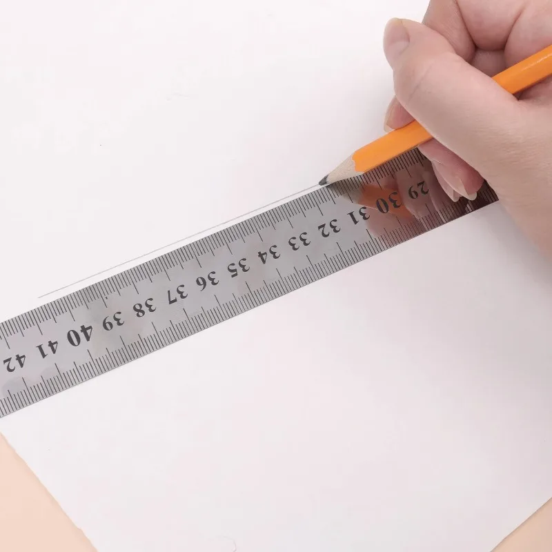 Stainless Steel Ruler 50cm Metal Straight Ruler Stationery Drafting Supplies Hand Precision Double Sided Measuring Drawing Tool