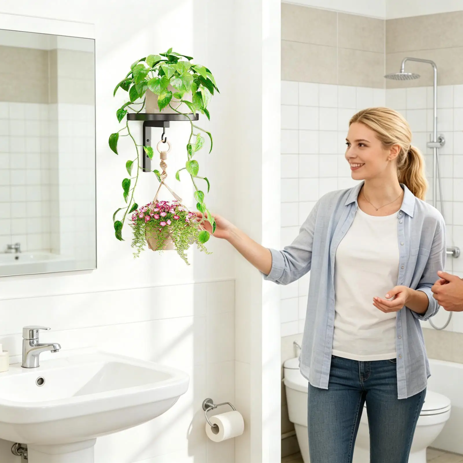 

Window Plant Hanger Decorative Metal Flower Rack Stand Plant Wall Shelf For Indoor Flower Outdoor Corner Kitchen Sill Balcony