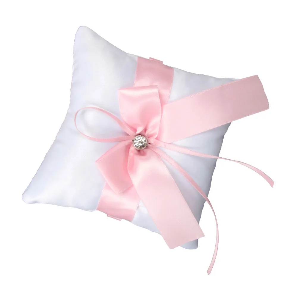 1 قطعة وسادة الزفاف الوردي 14X14 سنتيمتر وسادة مربعة للعروس حفلة خطوبة حلقة حامل ديكور خاتم الزواج وسادة #4