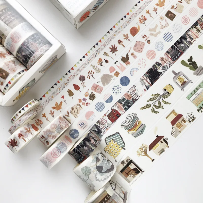 8 Rollen Verse Planten Washi Tape Esthetiek Tijdschrifttape DIY Scrapbook Decoratief briefpapier Studentenkantoorbenodigdheden