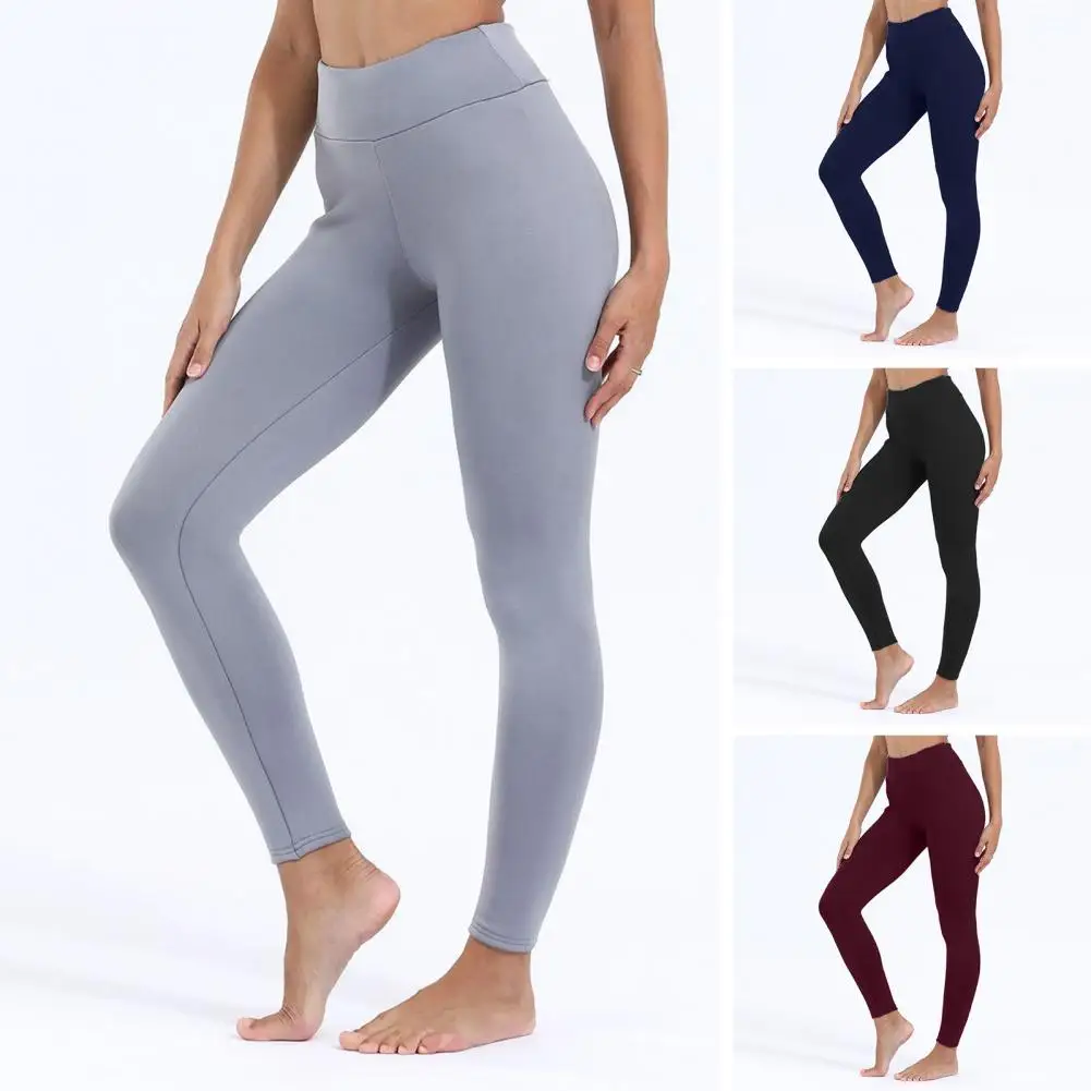 Women Winter Leggings Thick Soft Plush Warm Pants High Waist Skinny Stretchy Fabric Compression Cold-Resistant Lady Trousers