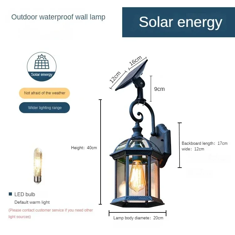 Waterproof LED Solar Wall Lights Villa Courtyard Exterior Light Outdoor Terrace Pendant Lighting