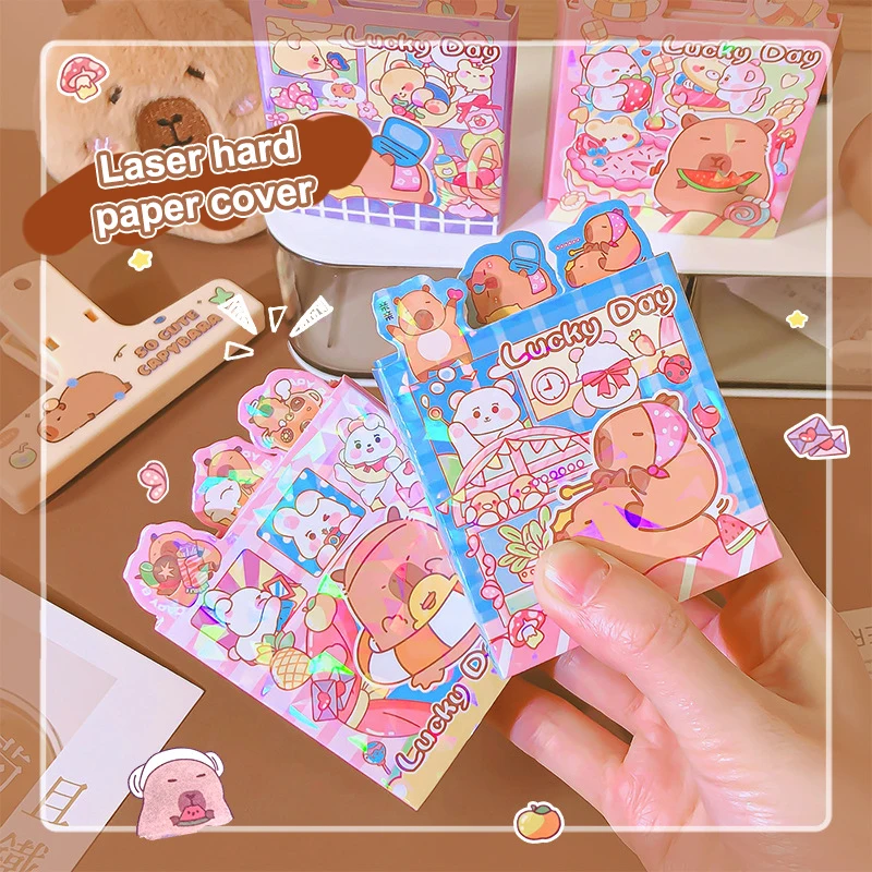 Cartoon Capybara Sticky Notes Set Kawaii Sticky Notes Office School Planner Simple Cute Note Pad Student Stationery Gifts