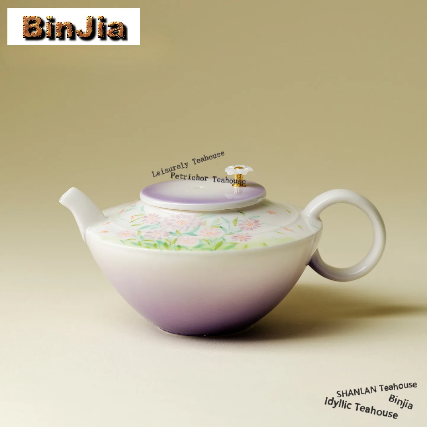 

100ml Gradient Ramp Hand-painted Purple Flower Teapot Zen Tea Infuser Pot Tea Maker Kettle With Ball Hole Teaware Craft Supplies