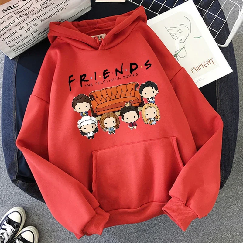 Women Funny Cartoon Friends Black Hoodies Friends Tv Show Harajuku Ullzang Graphic Sweatshirt Vintage Letter Y2k Hoody Female