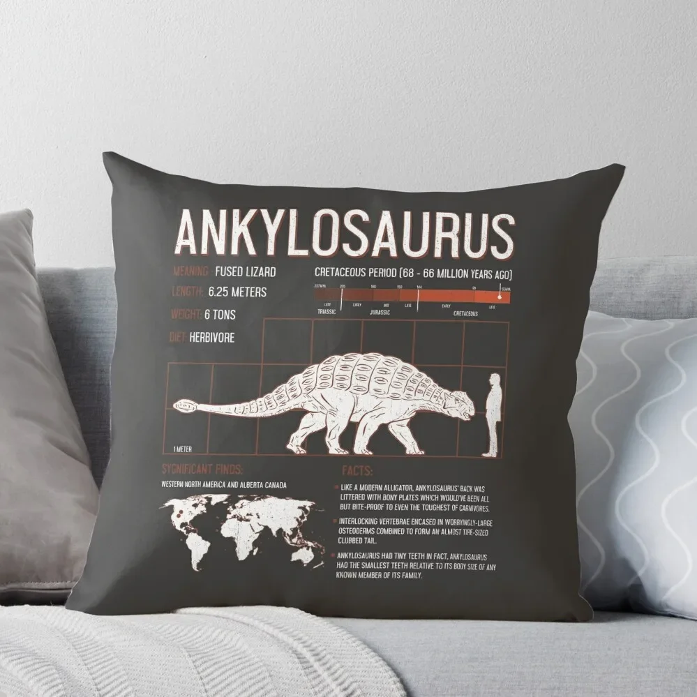 

Ankylosaurus Dinosaur Facts Mens Womens Kids Science Throw Pillow Sofa Cushions Cover Ornamental Pillow