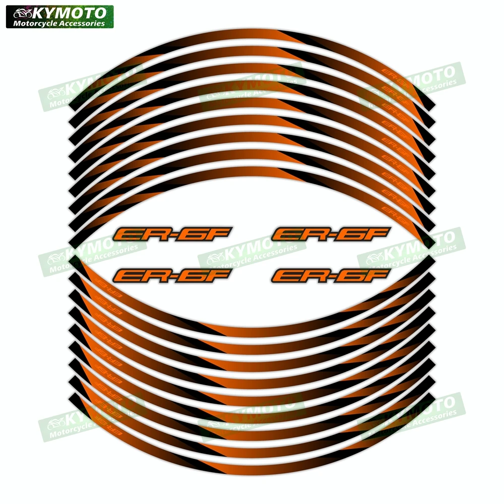 Reflective motorcycle wheel decals for ER6F ER-6F 17-inch front and rear wheel fairings and rims waterproof decal decoration
