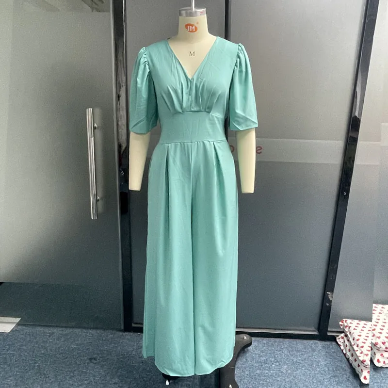 Sexy V-ne High-waist Wide-leg Jumpsuit Women's Street Sle One-piece Suit Low-waist Long Pants Workwear Pants