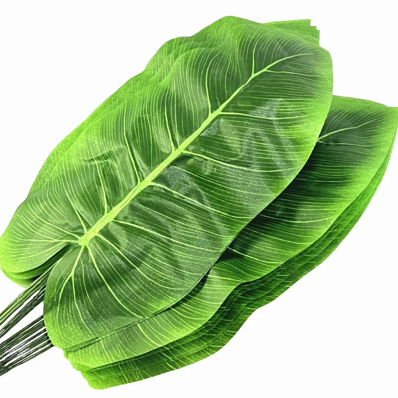 45cm 20pcs Fabric Banana Artificial Plants Leaf Branch Color Print Wedding Home Decor Fake Foliage Diy Floral Green FL7007
