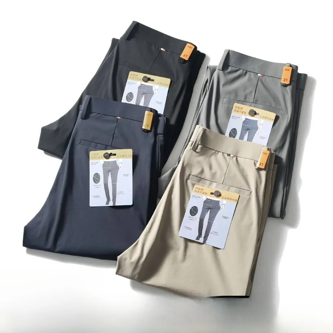 

Quick Dry Milk Silk Casual Pants Lightweight Breathable Straight Leg Men's Summer Business Leisure Long Trousers