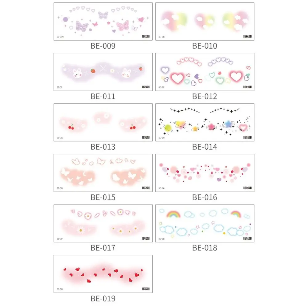 สําหรับปาร์ตี้เทศกาลดนตรีน่ารัก Face Patch กันน้ําหวานแต่งหน้า Eye Makeup Decal สติกเกอร์ใบหน้าชั่วคราว Tattoo สติกเกอร์ความงาม