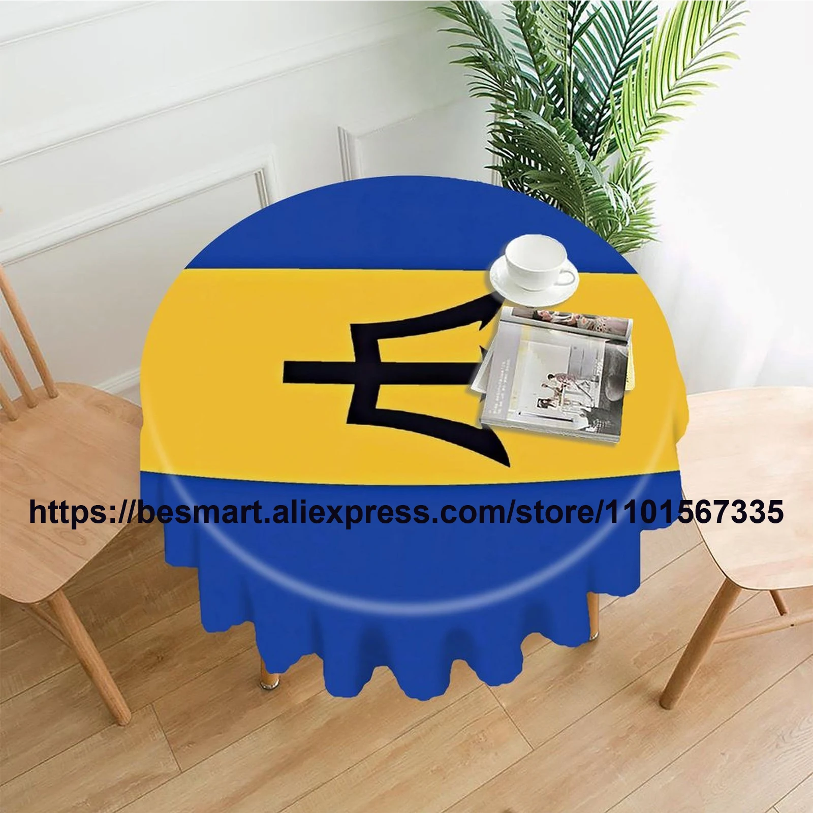 Custom Print Lace Table Cloth Barbados Flag Design Free Shipping