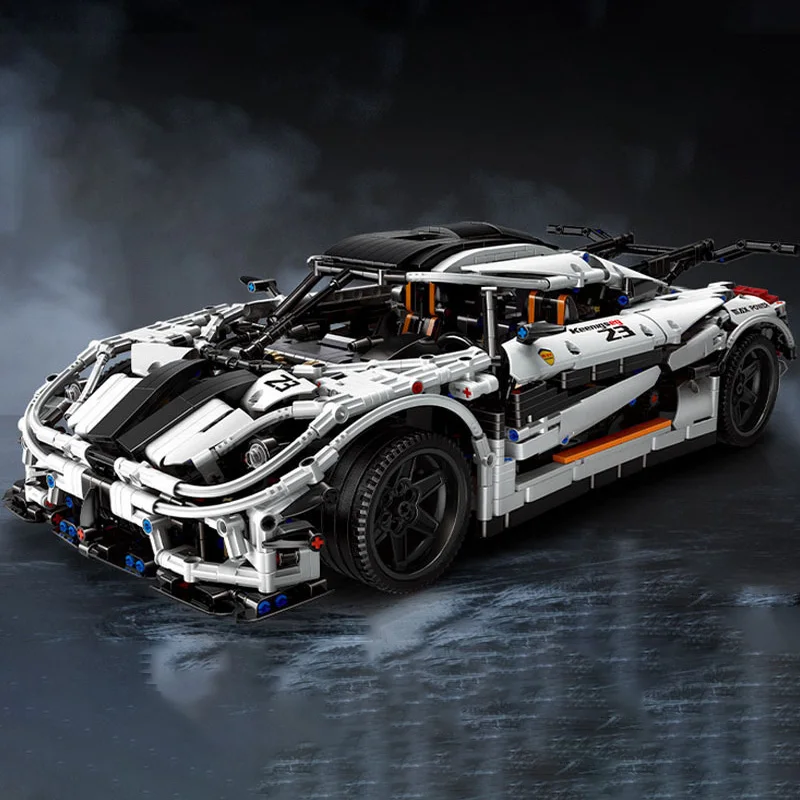 Koenigsegg (Dazzling White) sports car creative static model, high-difficulty assembly model, puzzle toy, birthday gift