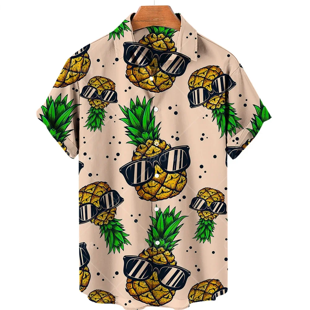 

Summer Hawaiian Shirts, Fruit 3D Printed Shirts, Men's and Women's Fashion Pineapple Shirts, Men's Short Sleeved Shirts