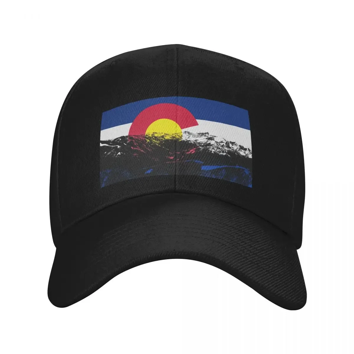 

Colorado State Flag with Mountains Baseball Cap black Rugby Brand Man cap Hats For Women Men's