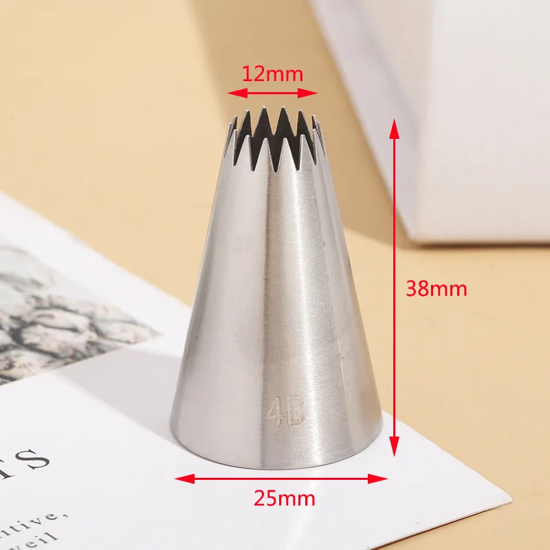 BCMJHWT DIY Cakes Decoration 14tooth Pastry Nozzle Kitchen Gadgets Cookies Supplies 304 Stainless Steel Silver Fondant Decor #4B