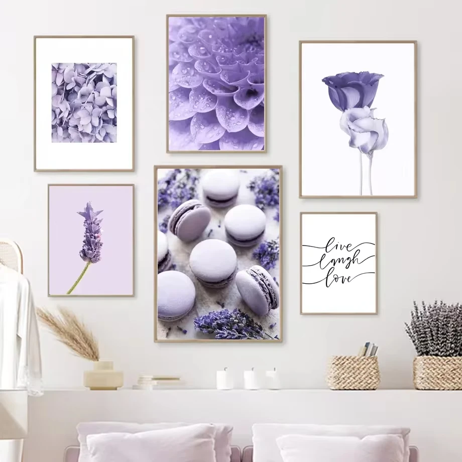 Lilac Purple Lavender Butterfly Wall Art Canvas Painting Nordic Natural Posters and Prints Living Room Home Decoration Murals