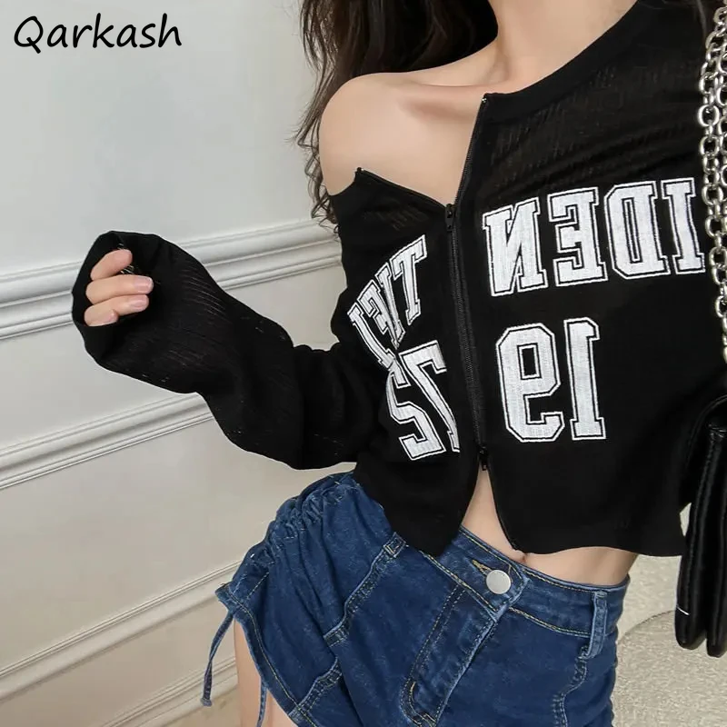 Jackets Women Cropped Letter Vintage Sporty Sun Proof Designed Spring American Style Students Chic Hip Hop Popular Cool BF Coats