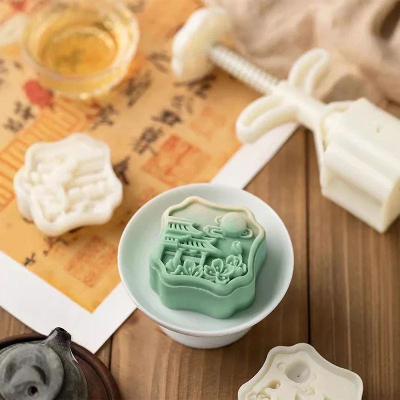 1Set Wangyue برج منتصف الخريف مهرجان قالب كعك القمر المعجنات الحلوى الطرف أداة زخرفة أدوات المائدة في الهواء الطلق #4