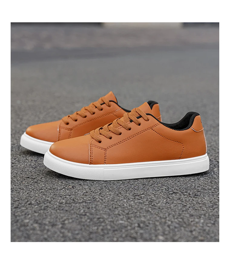 Klassische Herren-Schnürschuhe aus Leder mit Plateau-Sohle, Komfortable Rutschfeste Niedrige Skate-Sneaker für Stadt, Büro und Alltag – Detail 12