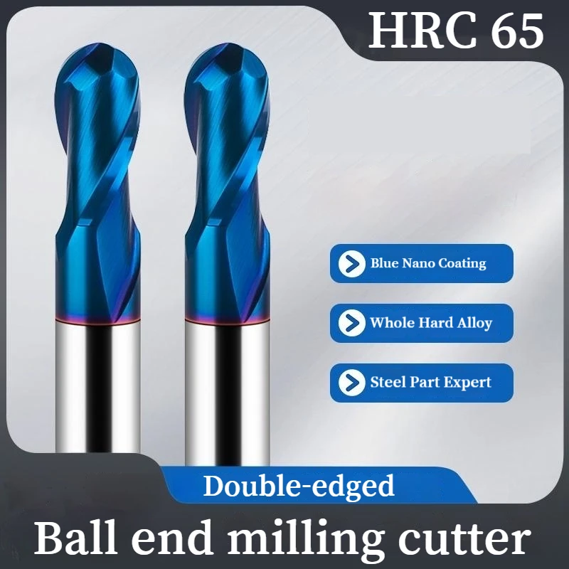 2 الناي الكرة الأنف نهاية مطحنة HRC65 قاطع كربيد أداة الطحن باستخدام الحاسب الآلي R0 5 R1 R2 R3 R4 R6 R8mm #4