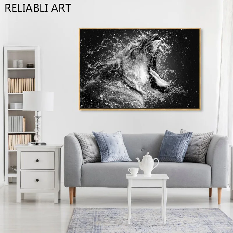 

Animals In The Rain Poster Black And White Picture Canvas Print Painting For Nordic Home Living Room Wall Decor Cuadros