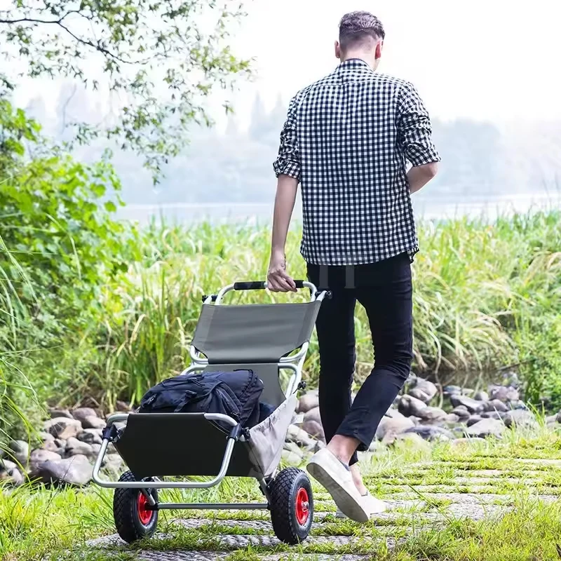 Multifunctional Fishing Camping Handcart Foldable Inflatable Wheel Trolley Seat
