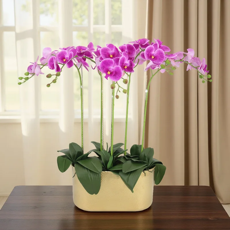 Modern minimalist square large flowerpot, New Year decoration, Phalaenopsis orchid planting pot, metal hug bucket
