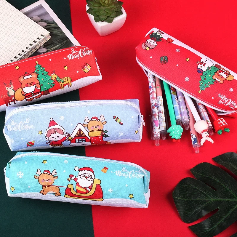 Christmas Tree  Large Capacity Pencil Bag Pen Case Student Cute Ins Zipper Pencil Pouch Stationery Holder School Supplies