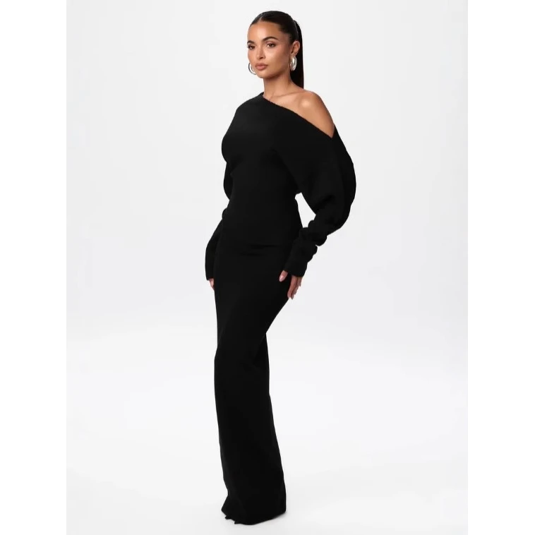 Sexy Elegant Long Sleeve Shoulder Bared Fitting Dress Splendid Fashionable Women's Clothing Cross-Border New Style Dress