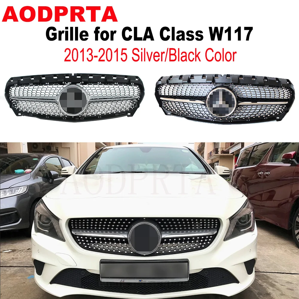 

Diamond Radiator Style Front Bumper Mesh Hood Grille Grid for Mercedes CLA Class W117 C117 2013-2015