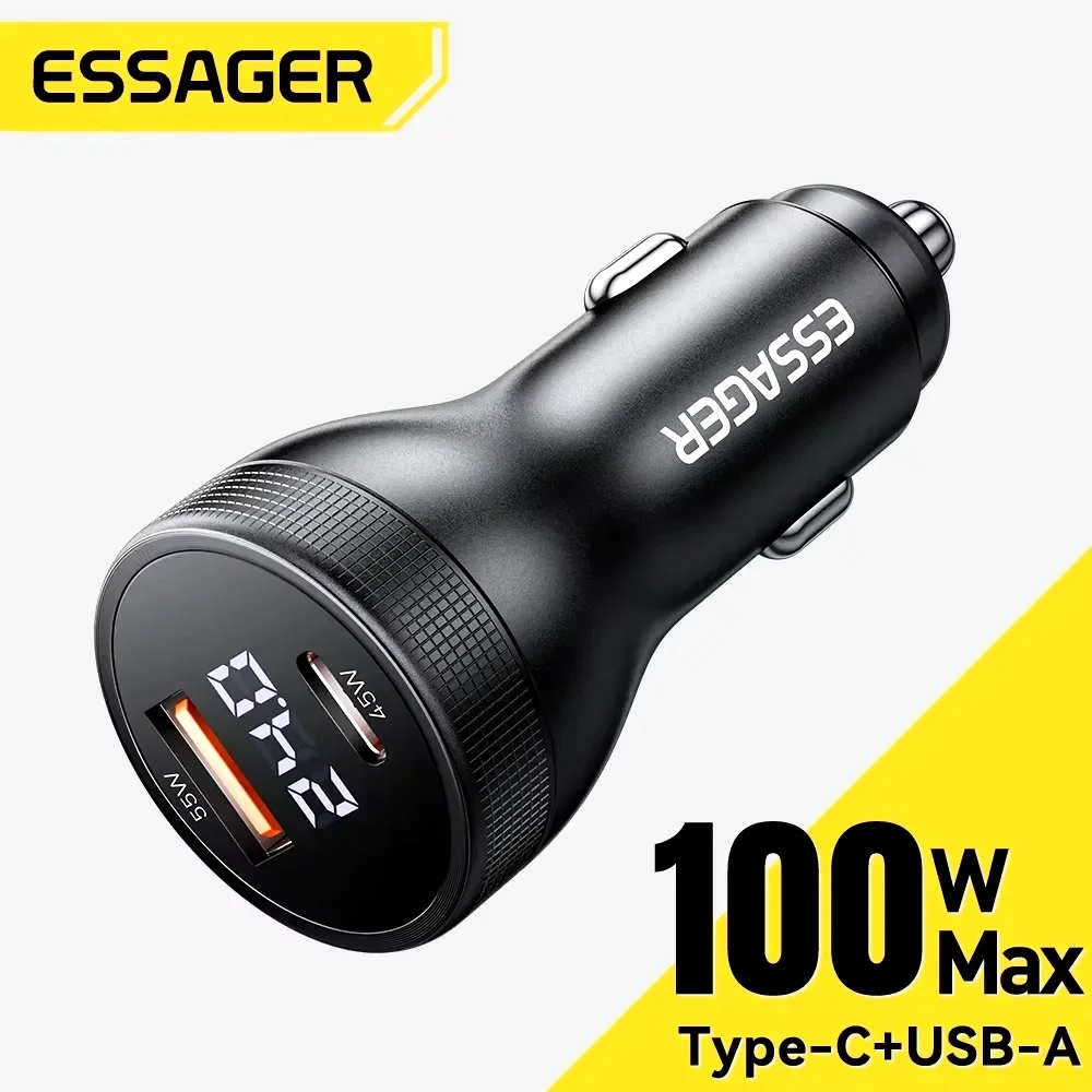 Essager 100W Car Charger USB C Quick Charge PD 45W for iPhone 15 pro 14  Xiaomi Poco Samsung Galaxy S24 Fast Charger Charging