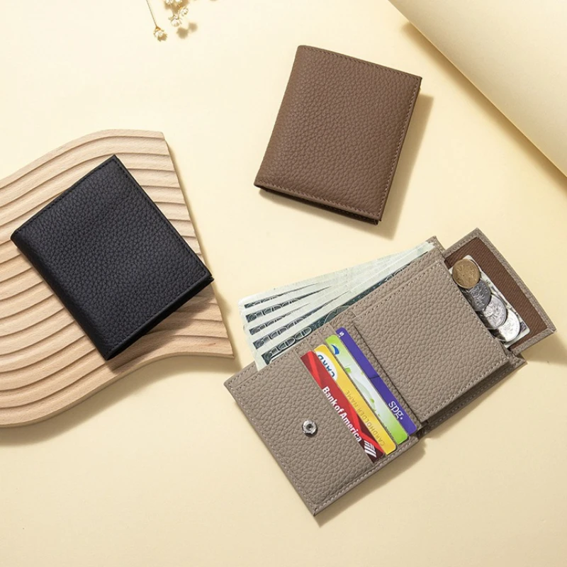Multi-Functional Genuine Leather Bifold Wallet for Women,Ultra-Slim RFID Blocking Short Wallet with Multi-Card Slots,Coin Pocket