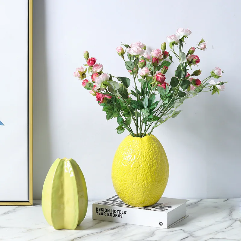 

HYS Modern Fresh Fruit Shaping Ceramic Vase Flower Ornament Home Model Room Hotel Accessories