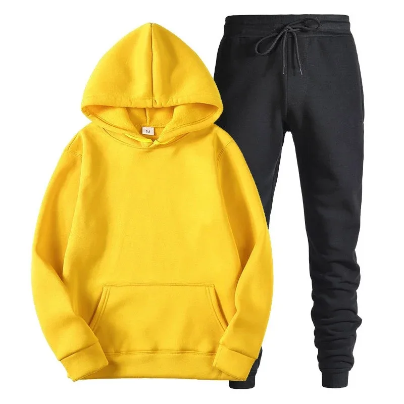 طقم هوديي وسراويل كاجوال للرجال - سويت شيرت ناعم مع جيب الكنغر والركض برباط موضة ملابس الشارع للخريف والشتاء #5