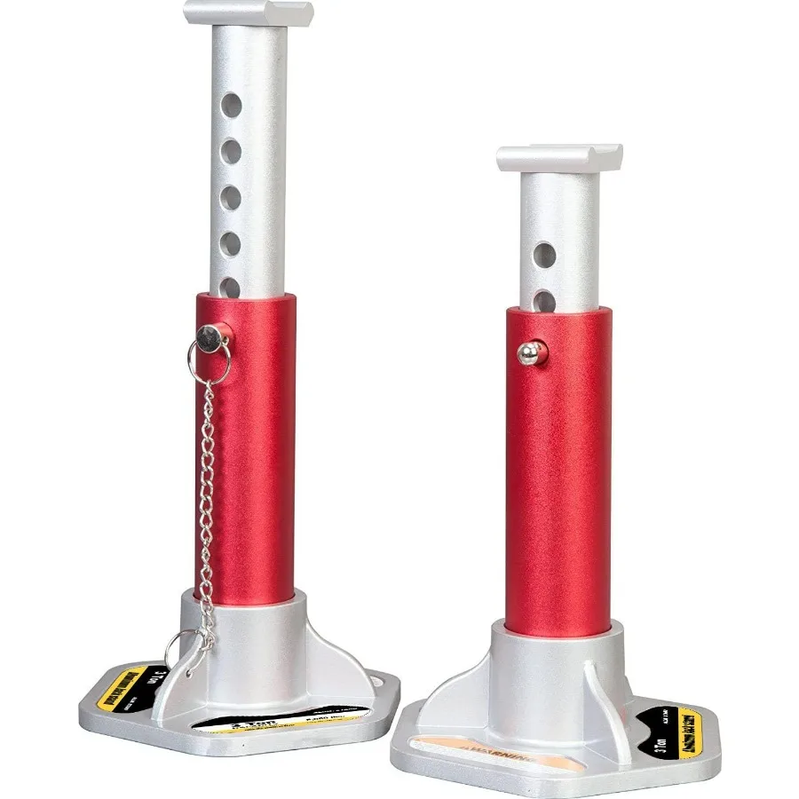 

T430041 Aluminum Jack Stands with Locking Support Pins: Ideal for Automotive Repair and Maintenance 3 Ton 6000 lb. Capacity Red