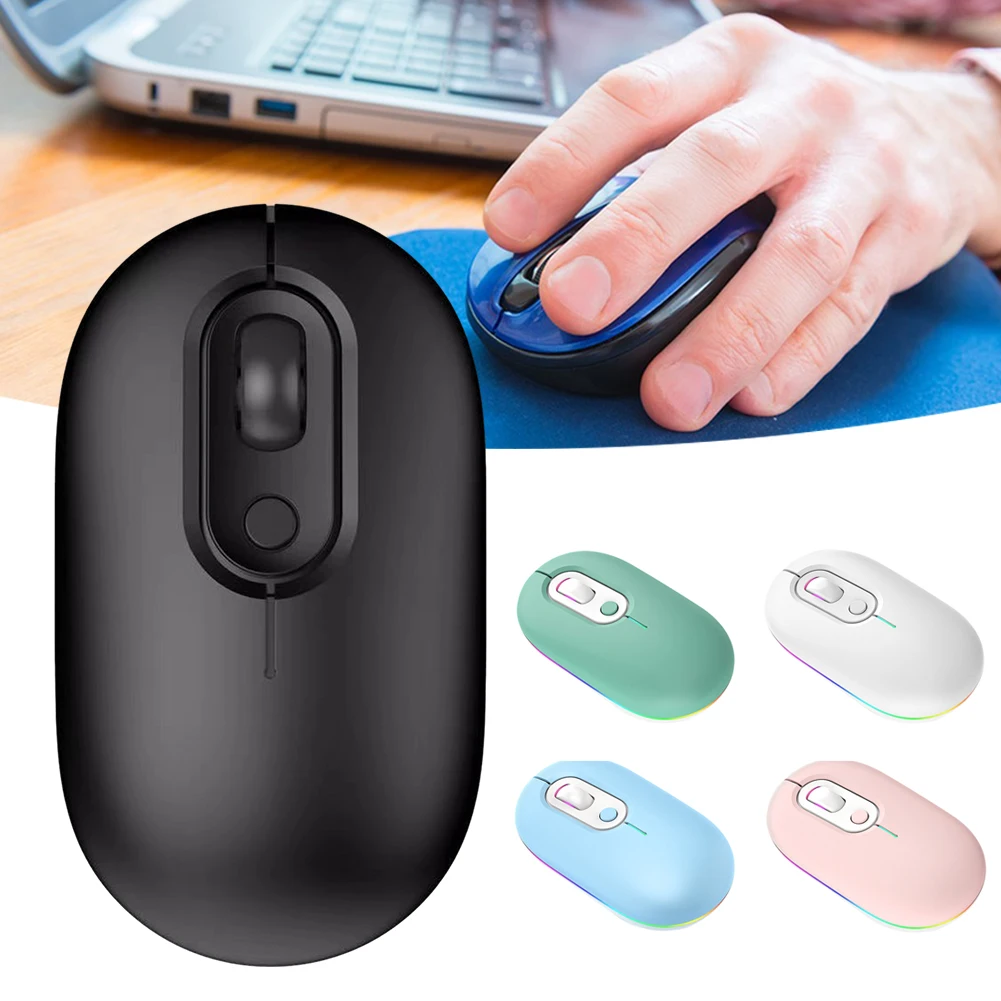 Small Wireless Mouse With Colorful Lights Lightweight Computer Mouse For PC Computer Laptops