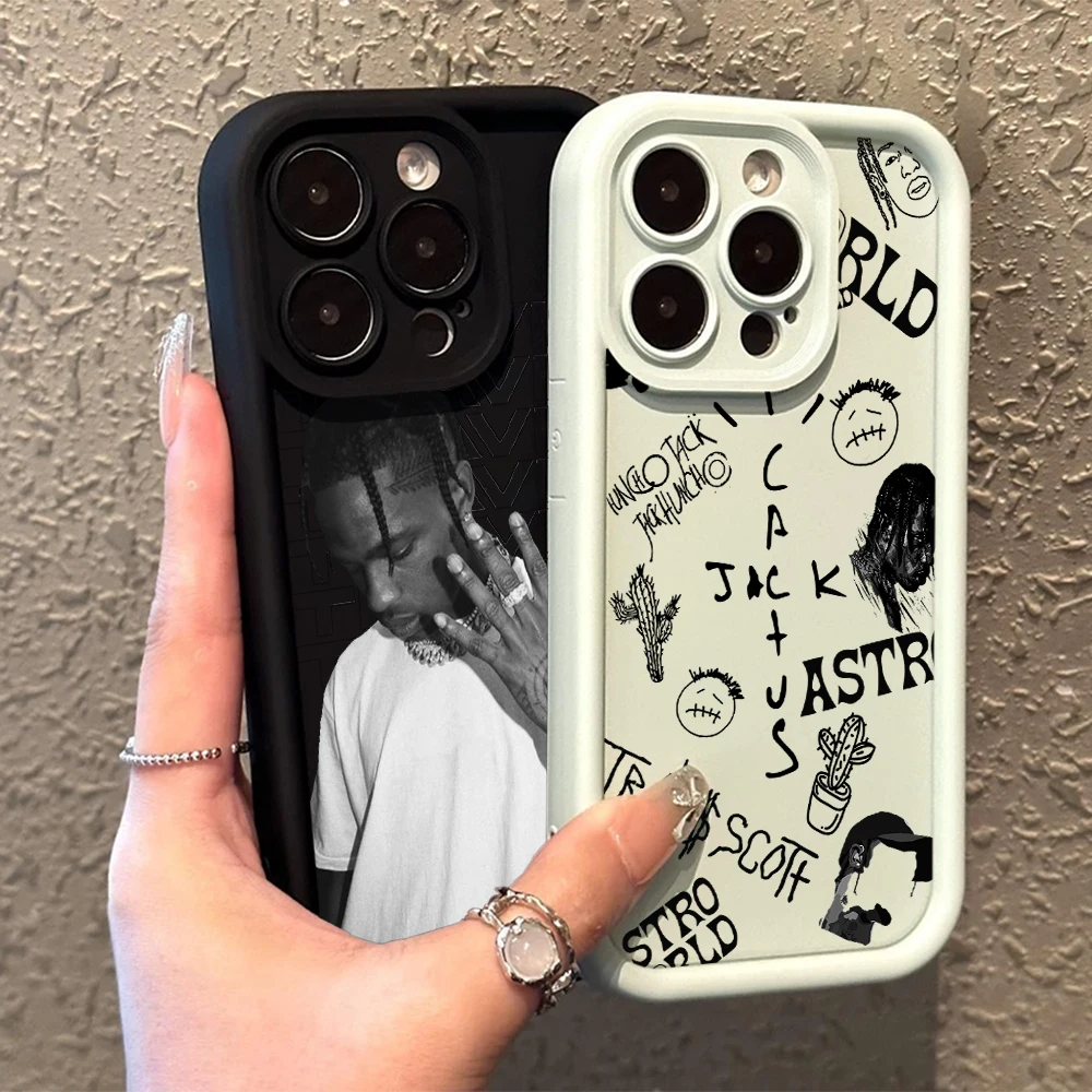 Luxury Travis Scott Cactus Jack Phone Case for IPhone 15 14 13 12 11 Pro Max XR XS 7 8 Plus Soft TPU Back Cover With Hand Strap