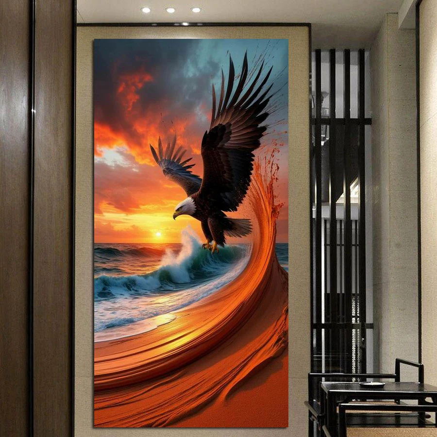 

Fullcang New Collection Eagle Spreading Its Wings Large Size Diy Diamond Painting Animals Birds Full Mosaic Embroidery Picture
